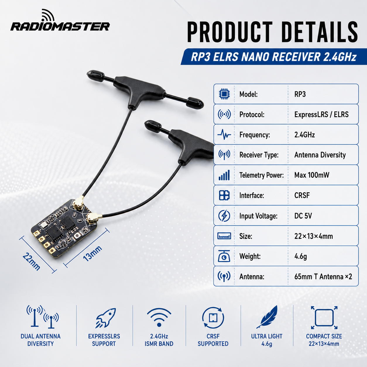 RadioMaster RP3 ELRS 2.4GHz Na - Drone Kit Long Range recensione e prezzo